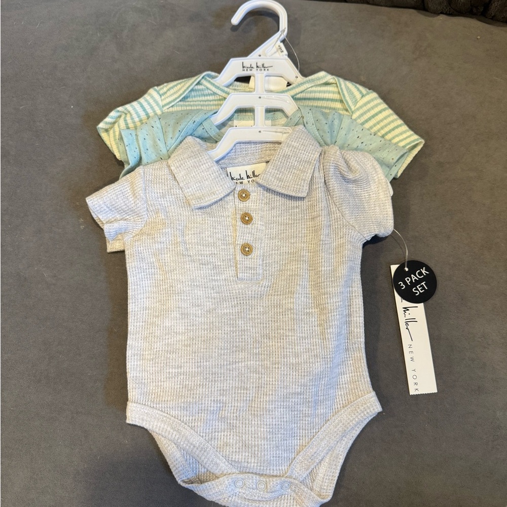 Nicole Miller Kids Bodysuit Set - Gray and Green